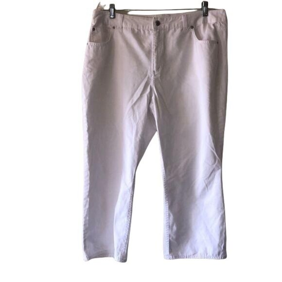 Lands End Womens White Pants Size 16 Cotton Blend Casual Fit - Picture 1 of 6